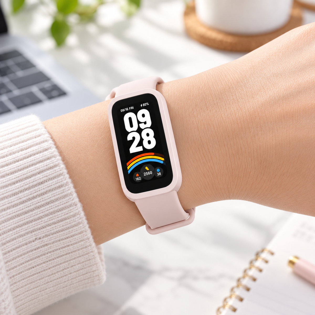 Pink Smart Fitness Tracker With 1.47 Inch Touch Screen, Heart Rate And Sleep Monitor