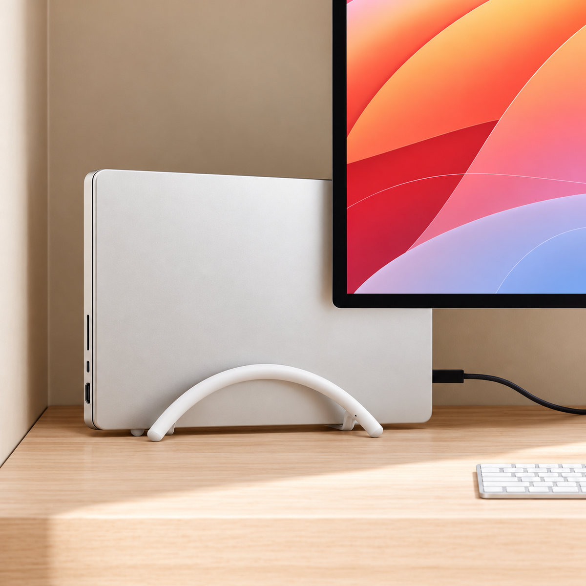 Flexible Vertical Laptop Stand Auto Adjusts For Slim Laptops Up To 1 Inch Thick