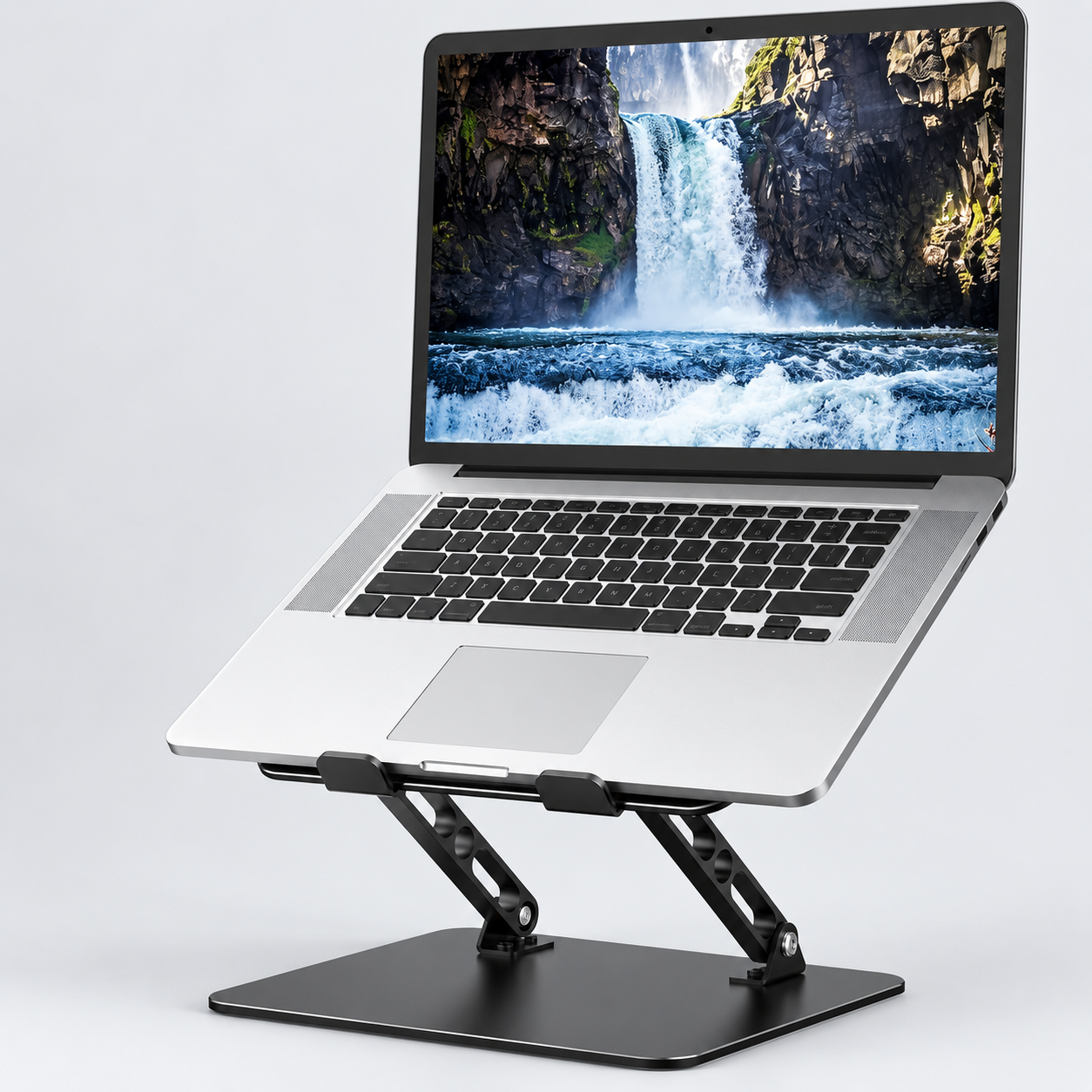 Adjustable Foldable Metal Laptop Riser With Ventilated Cooling And Anti Slip Protection Stand