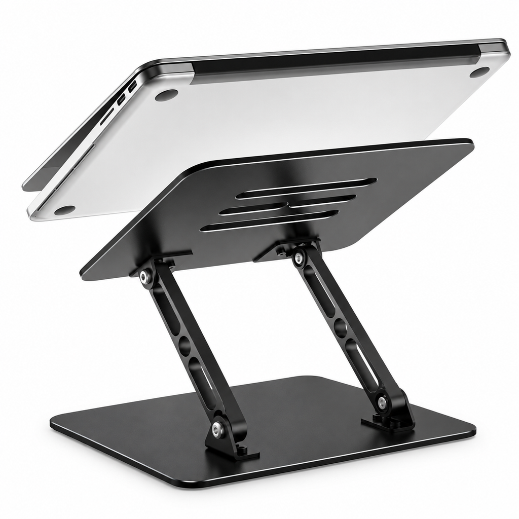 Adjustable Foldable Metal Laptop Riser With Ventilated Cooling And Anti Slip Protection Stand