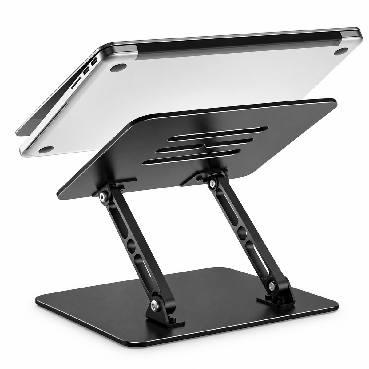 Adjustable Foldable Metal Laptop Riser With Ventilated Cooling And Anti Slip Protection Stand